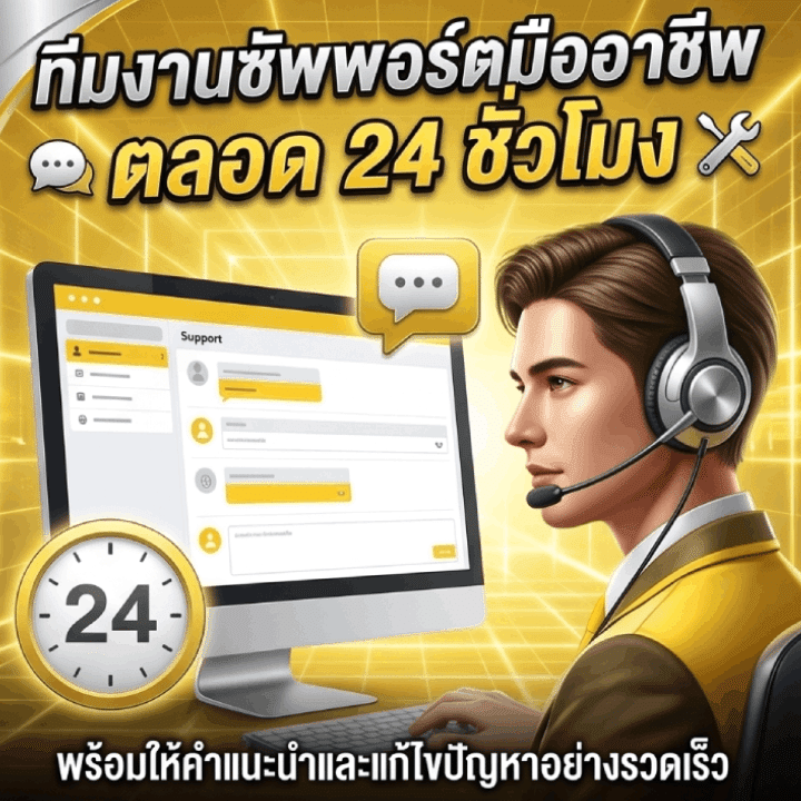 ทีมงานซัพพอร์ตมืออาชีพตลอด 24 ชั่วโมง